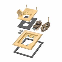 1-Gang Frame Kit w/ Flip Lids & Receptacle for Gangable Box, Metal, BS