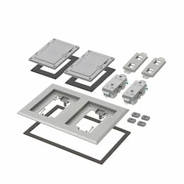 2-Gang Frame Kit w/ Flip Lid & Receptacle for Gangable Box, Gray