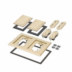 2-Gang Frame Kit w/ Flip Lid & Receptacle for Gangable Box, LT Almond