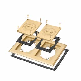 2-Gang Frame Kit w/ 2-in & 1-in Inserts for Gangable Box, Brass