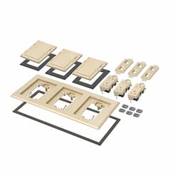 3-Gang Frame Kit w/ Flip Lid for Gangable Box, Light Almond