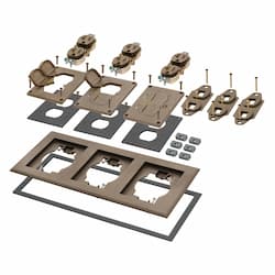 3-Gang Frame Kit w/ Flip Lids & Receptacle for Gangable Box, Metal, BR