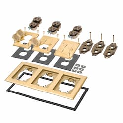 3-Gang Frame Kit w/ Flip Lids & Receptacle for Gangable Box, Metal, BS