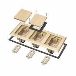 3-Gang Frame Kit w/ Slotted Cover & Receptacle for Gangable Box, Brass