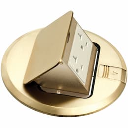 Trapdoor Cover Kit w/ 15A Receptacle for Concrete Box, Brass