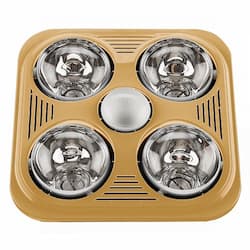 1160W Bathroom Exhaust Fan & Heater, 4-Light, 90 CFM, Satin Gold