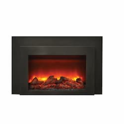 30-in Electric Fireplace Insert w/ Black Steel Surround & Overlay