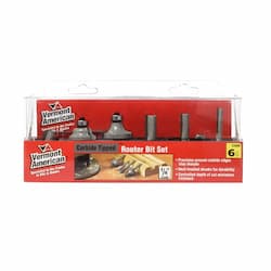 6 pc. Router Bit Set, Carbide Tipped, 1/4-in Shank