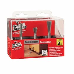 3 pc. Dovetail Router Bit Set, Carbide Tipped, 1/4-in Shank