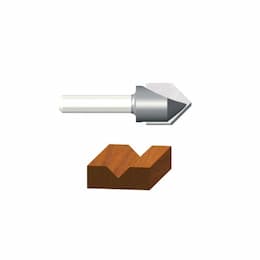 60 Degree x 1/2-in V-Groove Router Bit, Carbide Tipped, 2-Flute