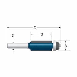 3/8-in x 1-in Flush Router Bit, Carbide Tipped, 2-Flute