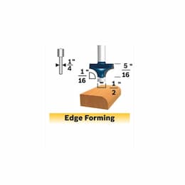 1/16-in x 5/16-in Roundover Bit, Carbide Tipped, 1-Flute