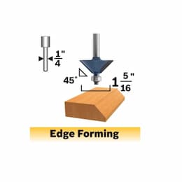 45 Degree x 1-5/16 Chamfer Router Bit, Carbide Tipped, 2-Flute