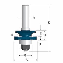 1-3/8-in x 3/4-in Beading Stile Bit, Carbide Tipped, 2-Flute