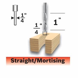 1/4-in x 1-in Downcut Spiral Router Bit, Solid Carbide, 2-Flute