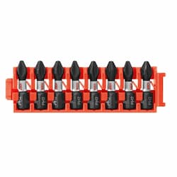 8 pc. 1-in Impact Tough Insert Bits w/ Clip, P2