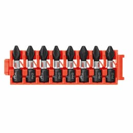 8 pc. 1-in Impact Tough Insert Bits w/ Clip, P2