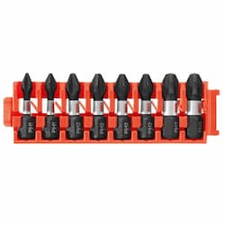 8 pc. 1-in Impact Tough Insert Bits w/ Clip, Phillips Variety