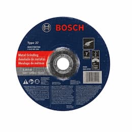 7-in Abrasive Wheel, Metal Grinding, Type 27, 30 Grit, 7/8 Arbor