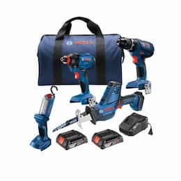 Drill, Impact Driver, Saw & Light Combo Kit w/ Batteries, 18V