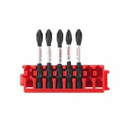 2-in Driven Impact Phillips #2 Power Bits w/ Clip, 5 Piece Set