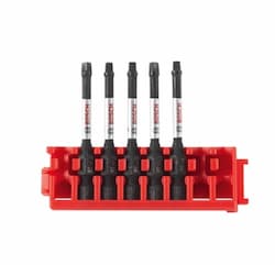 2-in Driven Impact Square #2 Insert Bits w/ Clip, 5 Piece Set