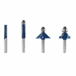 4 pc. Pro Starter Router Bit Set, 1/4-in Shank