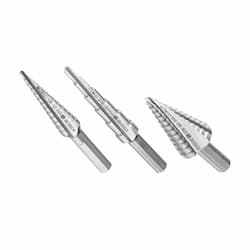 3 Piece Turbo Step Drill Bit Set, High-Speed Steel