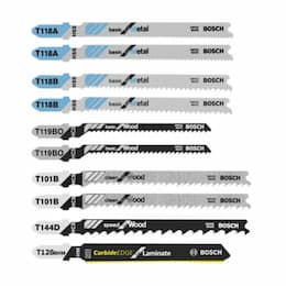 10 pc. T-Shank Jig Saw Blade Set, Laminate/Wood/Metal