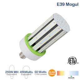 60W LED Corn Bulb, E39 Base, 7700 Lumens, 6000K, 450W Equivalent