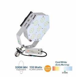 100W LED Shoebox Retrofit Kit, 400W MH/HID Retrofit, 13500 Lumens, 5700K