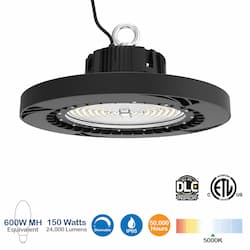 150W LED UFO High Bay, 400W HID Replacement, 22500 Lumens, DLC Premium