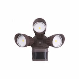 CyberTech 30W Triple Head Security Light w/ Motion Sensor, 2460 lm, 5000K, Bronze