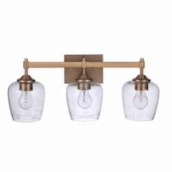Stellen Vanity Light Fixture w/o Bulbs, 3 Lights, E26, Satin Brass