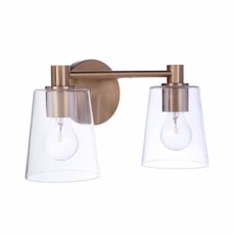 Emilio Vanity Light Fixture w/o Bulbs, 2 Lights, E26, Satin Brass