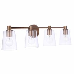 Emilio Vanity Light Fixture w/o Bulbs, 4 Lights, E26, Satin Brass