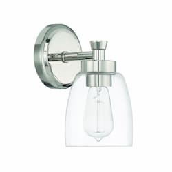 Henning Wall Sconce Fixture w/o Bulb, 1 Light, E26, Polished Nickel