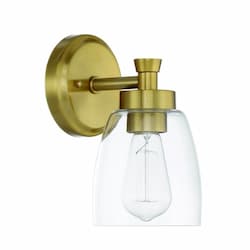 Henning Wall Sconce Fixture w/o Bulb, 1 Light, E26, Satin Brass