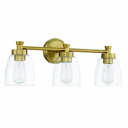 Henning Vanity Light Fixture w/o Bulbs, 3 Lights, E26, Satin Brass