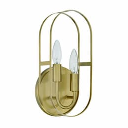 Mindful Wall Sconce Fixture w/o Bulbs, 2 Lights, E12, Satin Brass