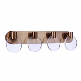 28W LED Glisten Vanity Light, 4 Lights, Dim, 3000K, Satin Brass