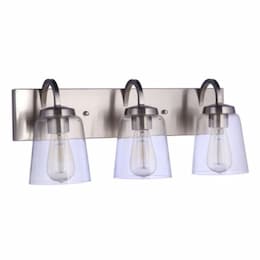 Elsa Vanity Light Fixture w/o Bulbs, 3 Lights, E26, Polished Nickel