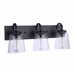 Elsa Vanity Light Fixture w/o Bulbs, 3 Lights, E26, Flat Black