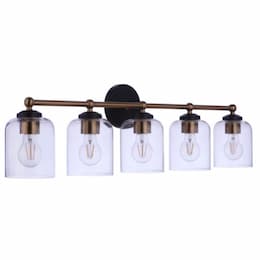 Coppa Vanity Light Fixture w/o Bulbs, 5 Lights, Flat Black/Satin Brass