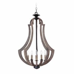 Winton Pendant Light w/o Bulbs, 5 Lights, E12, Weathered Pine/Bronze