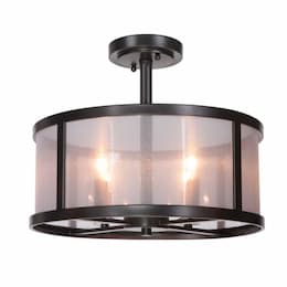 Danbury Semi Flush Mount Fixture w/o Bulbs, 4 Lights, E12, Matte Black