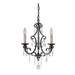 Bentley Chandelier w/o Bulbs, 3 Lights, E12, Matte Black