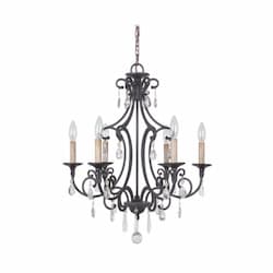 Bentley Chandelier w/o Bulbs, 6 Lights, E12, Matte Black