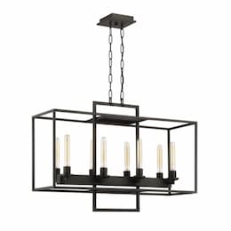 Cubic Linear Chandelier w/o Bulbs, 8 Lights, E26, Aged Bronze Brushed