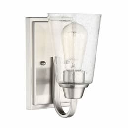 Grace Wall Sconce Fixture w/o Bulb, E26, Polish Nickel & Seeded Glass